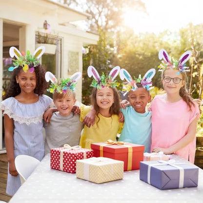 12 PCS Easter Potato Sack Race Bags with Headbands for All Ages Kids Easter Bunny Theme Party Favor,Easter Eggs Hunt Games Party Supplies Birthday Carnival Backyard Activities(6 Styles)