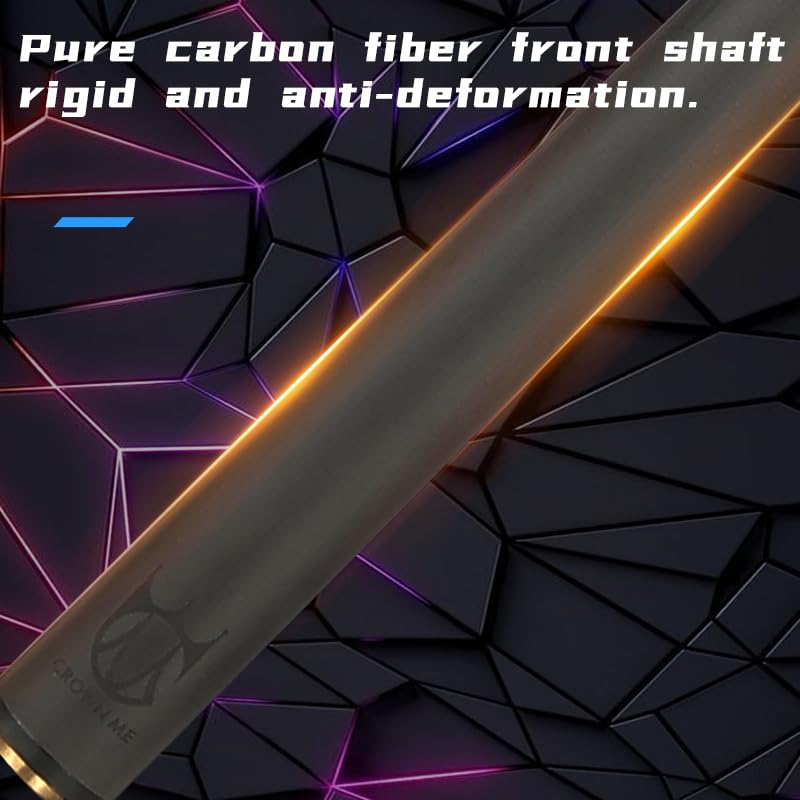 CROWN ME 12.5mm Uni Lock pin Pure Carbon Fiber Shaft for Pool Cue Stick, Pro Carbon cue Shaft only, Lowest Deflection Pool cue Shaft