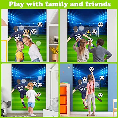 PLULON Soccer Party Games for Kids Pin The Soccer on The Goal Birthday Party Games Football Poster with Soccer Ball Stickers for Soccer Birthday Party Supplies Classroom Family Activities - style: Soccer