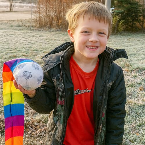 TFORESTER The Original 90s Throw & Catch Game, Flies 50+ Yards, Leather Baseball & Tri‑Color Nylon Tail, Ages 8-Football-Red - color: Football-red