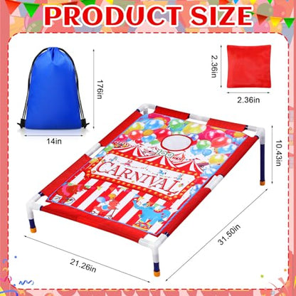 Carnival Games 2 in 1 Bean Bag Toss with 12 Bean Bags for Boys Girls Outdoor Cornhole Circus Game Set Portable Toss Games for Throwing Carnival Theme Party
