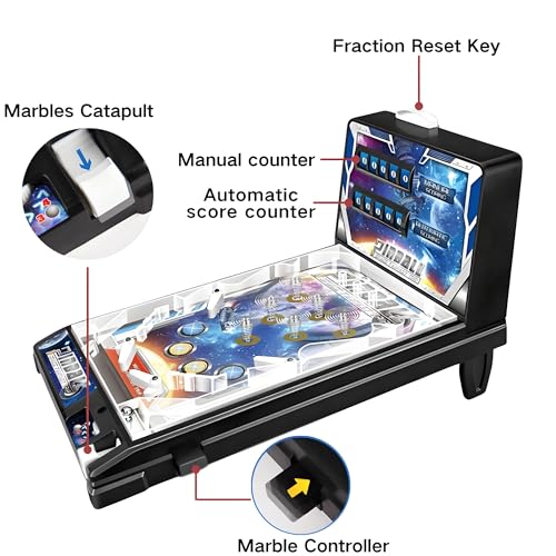 Table Top Pinball Machine, Electronic Arcade Games for Kids, Fun and Interactive Toy, with LED Lights & Sound Effects, Easy-to-Play