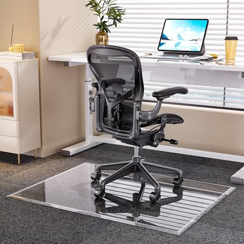 48“x36” Beveled Edge Tempered Glass Chair Mat, 5MM Thick, 1000Lbs Weight Capacity, Clear Ultra-Smooth, Suitable for Hardwood Floors & Carpet, Anti-Scratch Anti-Yellow, Home Office Use - size: 48“x36”
