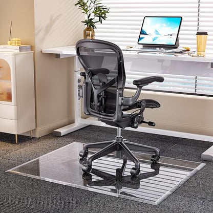 48“x36” Beveled Edge Tempered Glass Chair Mat, 5MM Thick, 1000Lbs Weight Capacity, Clear Ultra-Smooth, Suitable for Hardwood Floors & Carpet, Anti-Scratch Anti-Yellow, Home Office Use - size: 48“x36”