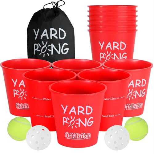 Giant Yard Pong Outdoor Game – 12 Premium Buckets & 4 Balls, Yard Toss Throwing Game for Adults & Family, Beach Camping Tailgating Lawn Party, Portable Durable Carry Bag
