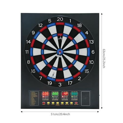 Electronic Dart Board Cabinet Set, Electric Dartboard with 12 Darts & 100 Dart Heads, LED Display, 27 Games and 243 Variations Dartboard Set for Game Rooms, Pubs, Club