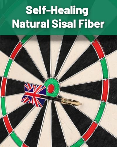 Dart Board Cabinet Set for Adults, 18-inch Sisal Dartboard with 6 Steel Tip Darts