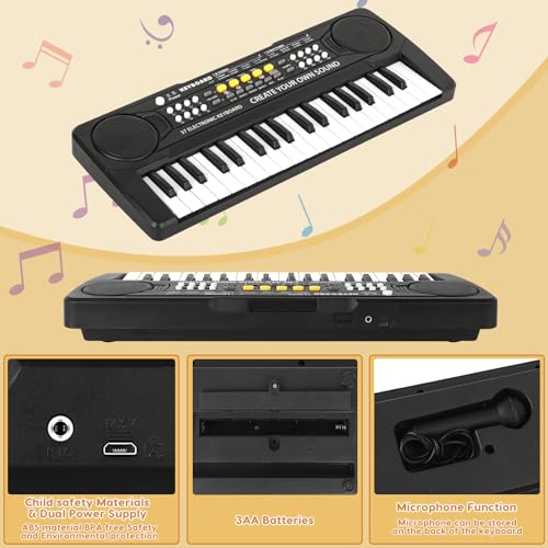 Kids Piano Keyboard - 37 Keys Piano Toys for Kids, Beginner Keyboard Piano for Kids, Educational Musical Toy for Kid, Electronic Keyboard Piano with Microphone for 3 4 5 6 7 8 Year Old Boys Girls Gift