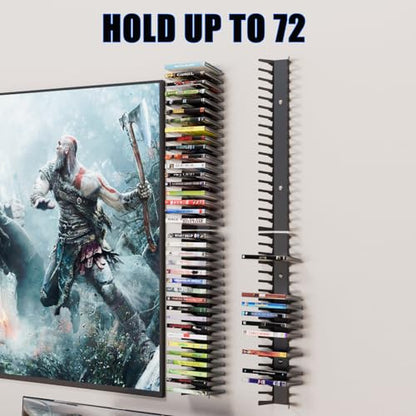 Video Game Wall Mount Organizer, 4 Piece Set, 72 Disc Capacity, Multi-Size Slots for PS5/PS4/Xbox/Switch Games, Black (4)