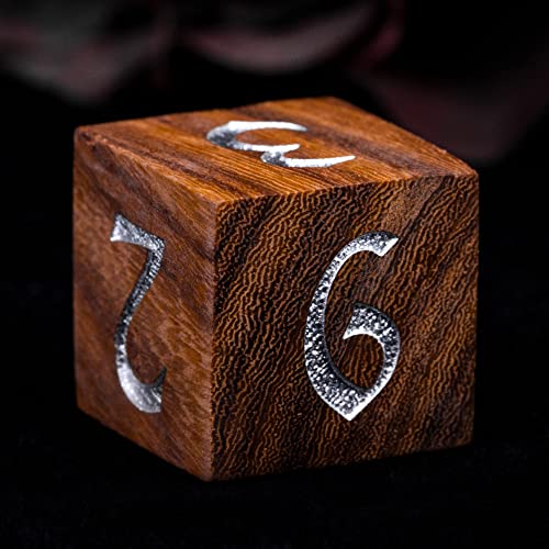 7PCS Wooden DND Dice Set, Red Sandalwood D&D Dice with Metal Box for Role Playing Games, d and d Gifts - color: Red Sandalwood