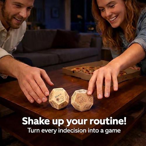 Date Night Food Decision Dice: 3 PCS Real Wood Dice Set Date Ideas for Couples,Dinner Dice Love Dice with Portable Gift Box,Valentines Gifts for Him Her Boyfriend Girlfriend