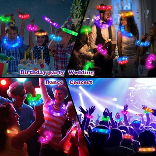 Glow Sticks Camping Essentials for Toddlers 6-96 PCS,Kids Light Up Pop Tube Wand Toys Gifts,4th of July LED Bracelet Necklace Party Accessories,Fun Summer Outdoor Games Activities Gear for Boys Girls