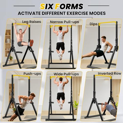 DOBESTS Power Tower Pull Up Bar Free Standing, Foldable Pull Up Station - color: Black Style 4-Yellow Bar