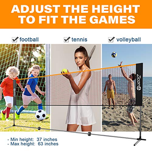 Portable Tennis Net,Stainless Steel Poles Badminton Net Set Adjustable Height Nylon Net Foldable/extendable Poles for Tennis, Pickleball,Soccer, Indoor, Outdoor Court, Backyard, Beach, Driveway - size: 16.5 FT
