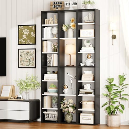 FOTOSOK 8-Tier Media Tower Rack, 11.6 X 9.3 X 71 Inches CD DVD Slim Storage Cabinet with Adjustable Shelves, Tall Narrow Bookcase Display Bookshelf for Home Office, Black/White - color: White/Black