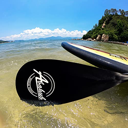 Abahub Carbon Fiber SUP Paddles, 1 x 3 Section Adjustable 67" - 86" Carbon Fiber Shaft, Lightweight Stand-up Paddle Oars for Paddleboards, with a Carrying Bag - color: Carbon Fiber Shaft & Black Plastic Blade