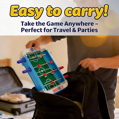 2 Pack Tabletop Foosball Games Set, 10 in x 7.17 in Portable Compact Reusable Soccer Tables Desk for Family, Game Night, Travel, Party, Office Break
