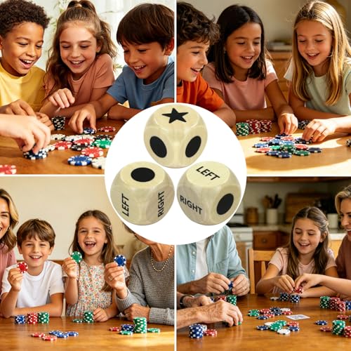Left Right Dice Games Dice Set Toys Board Table Games for Adults Teens Kids Family Party Travel Thanksgiving Christmas Stocking Stuffers Gamer Fun Gifts (Black) - color: Black