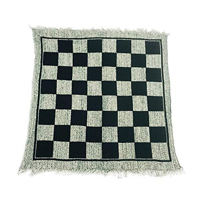 YH Poker 3 in 1 Giant Checkers Set and Tic Tac Toe Game with Reversible Rug - Indoor and Outdoor Board Game for Family, Great for Camping, Backyard, Lawn Game and Other Activities