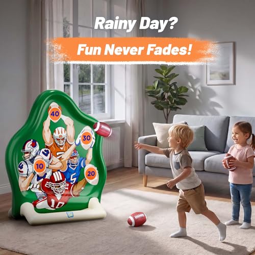 Funscape Kids Inflatable Football Pool Toy, Fun Swimming Pool Soft Ball Toss Game, Outdoor Yard Water Target Sports Activity, Cool Summer Beach Family Party Gift 3 4 5 6 7 8 Yr Boy Girl Child-Football - style: Football