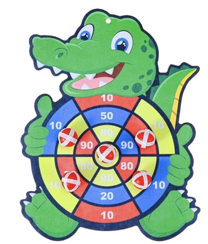 Animal Dart Board Game for Kids with Sticky Balls, Elephant and Crocodile Design, Indoor Outdoor Target Toss Toy