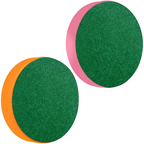 ONE250 Air Hockey Pushers and Red Air Hockey Pucks, Goal Handles Paddles Replacement Accessories for Game Tables (4 Striker, 4 Puck Pack) - color: Orange & Pink
