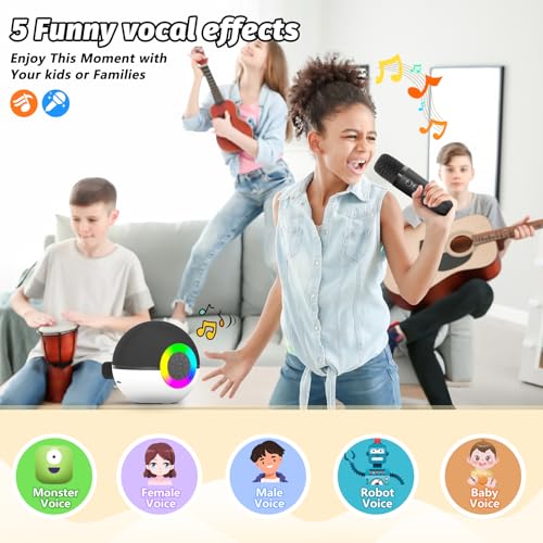 goopow Mini Karaoke Machine Speaker for Kids Adults, Portable Bluetooth Microphone Song Toys with LED Light, Best Chritmas Birthday Festival Gift for 3 4 5 6 7 8+ Year Old Girls Boys (Black-2 Mic) - color: Black-2Mic
