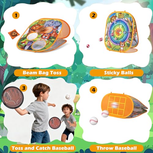 Bean Bag Toss Game Sets for Kids, Toss and Catch Ball Set for Kids Outdoor Baseball Toys for Toddlers Carnival Games for 3 4 5 6 7 Years Old Boys and Grils Backyard Outdoor Toy