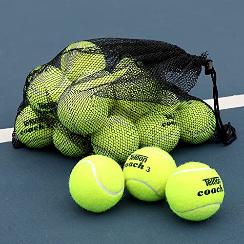 Teloon Pressure Training Tennis Balls-12 or 18 Count-Mesh Carry Bag，4 Colors Available，Pressureless Training Exercise Tennis Balls for Beginners. - color: Regular color-18pcs