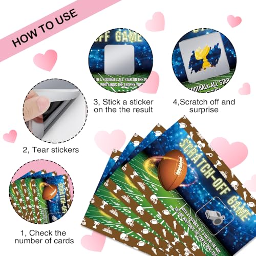 50 Pcs Football Theme Scratch Off Game Cards, Rugby Scratch Cards for Baby Shower Birthday Party, Sports Lottery Group Games Enterprises Activity Supplies for Football Lovers, Football Party - color: Blue