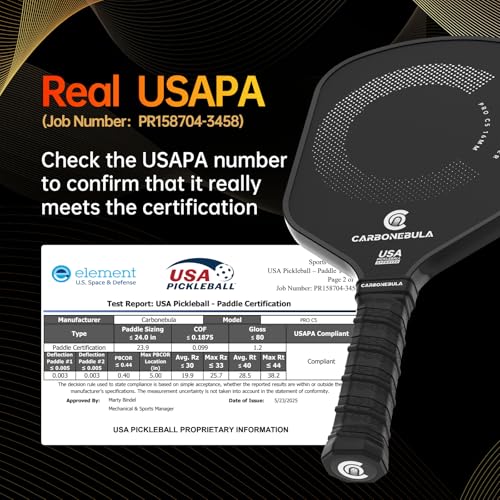 Pro C5 Pickleball Paddles, T700 Carbon Fiber Pickleball Paddle with a 16mm Power Polymer Core, The Pickle Ball Racket Designed for Ultimate Spin & Consistency, USAPA Approved