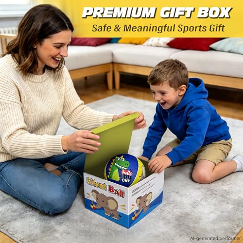 Silent Indoor Foam Soccer Ball Size 3 for Toddler 1-3 Kids 3-5, No Pump Needed, Never Flat, Wrapped with Durable Plush Fabric Small Soft Ball for Baby Little Kids First Gifts
