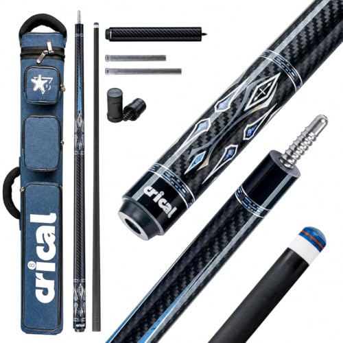 CRICAL 58-Inch Carbon Fiber Pool Cue Set, Low Deflection, 12.5mm Tip | Includes 2x4 hard cue case, cue extension and weight bolts for storage, added reach and custom balance. - color: CL-04-set10