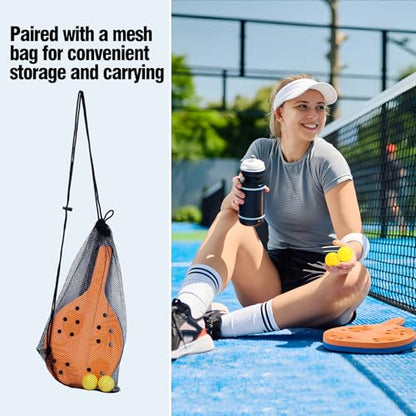 Beach Paddle Tennis Game Set for Teens, Adults & Beginners | 2 Foam Paddle Rackets, 2 Soft Balls, Storage Bag, Indoor Outdoor Play for Park, Backyard, Home