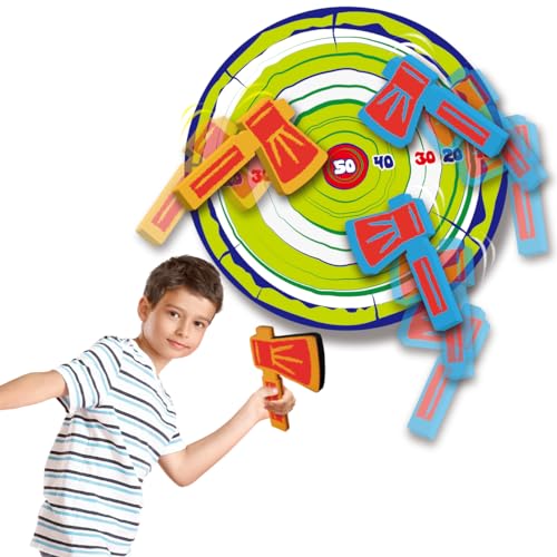 Liberty Imports Foam Axe Throwing Game - Indoor Outdoor Toy Lumberjack Hatchet Toss Ax Game with 4 Foam Axes, One 22” Easy Fold Target for Kids and Adults