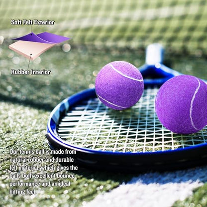 60/120 Pack Tennis Balls, Training Tennis Balls, Pet Dog Playing Balls, Practice Tennis Balls with Mesh Bag for Transport and Beginner Training - color: Purple-60Pack