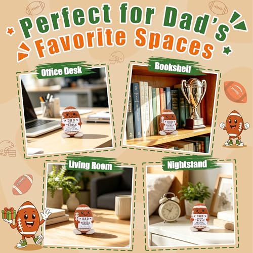 Fathers Day Dad Gifts from Daughter Son Wife, First Fathers Day New Dad Gifts for Daddy, Best Birthday Gift for Father Papa Step Bonus Dads Stepdad, Handmade Crochet Football Lovers Father Present - style: dad