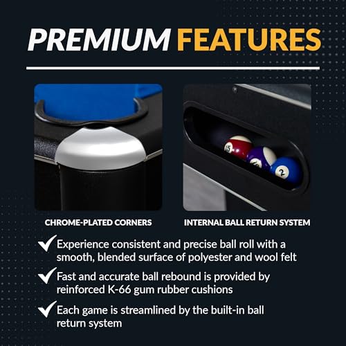 Hathaway Hustler Tournament Pool Table – Includes Cue Sticks, Billiard Balls, Automatic Ball Return – Perfect for Competitive Players and Family Games Room - size: 7-Feet