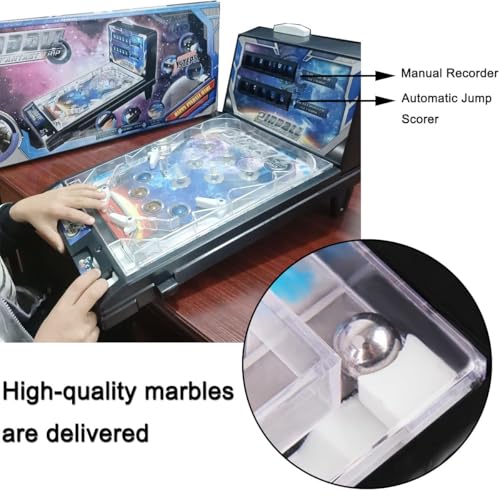 Exciting Space Theme Pinball Machine, Tabletop Electronic Pinball Game, Desktop Ball Shooting Toy with Lights Sounds, Arcade Pinball Favor