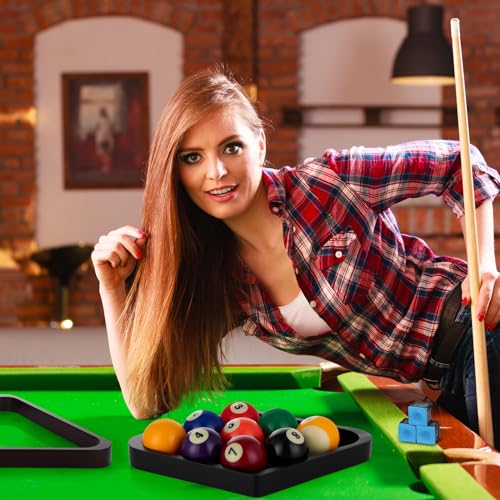 31 Pcs Pool Table Balls Billiard Accessory Kit with 16 Table Balls 1 Triangle Billiard Rack 1 Diamond Holder 12 Rack Cue Chalks 1 Brush for Friend Travel Office Desk Games Bartop - color: Claret