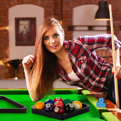 31 Pcs Pool Table Balls Billiard Accessory Kit with 16 Table Balls 1 Triangle Billiard Rack 1 Diamond Holder 12 Rack Cue Chalks 1 Brush for Friend Travel Office Desk Games Bartop - color: Claret