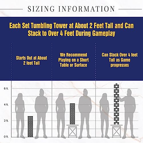 Offelec Giant Tumbling Tower Game with Carry Bag - 54 Jumbo Wooden Stacking Blocks for Indoor Outdoor Yard Games, Large Tower Stacking Grows to Over 4 FT Tall - Family Party Toy for Kids & Adults - style: Over 4 Ft