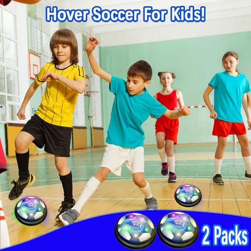 JRD&BS WINL Hover Soccer Ball Toys for Boys Girls,Rechargeable Floating Soccer Ball with Led Lights and Foam Cushion,Indoor Air Football Game for Kids Age 3-12（2Pack - color: Black-2