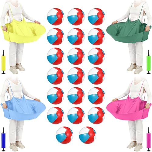 Ceenna Granny Skirt Outdoor Game, Inflatable Hilarious Ball Relay Set with Stretchy Granny Giant Skirt, Balls and Pump, Family Reunion Team Relay Game Party - color: Colorful