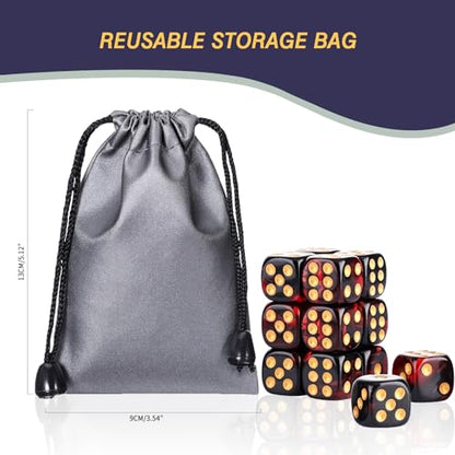 24 of Pack 16MM 6 Sided Dice Set,Two Colours D6 Game Dice Set, 6 Sided Standard Dices for Yahtzee, Bunco or Teaching Math,with Portable Dice Pouch(Red and Black) - color: 16mm Red and Black
