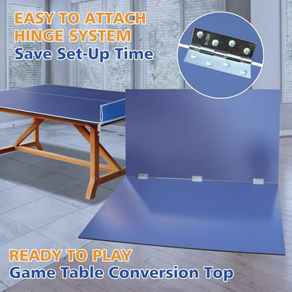 7/8/9ft Mid-Size Ping Pong Conversion Top with Net Set for Billiard and Pool Tables - Regulation Top Converts Billiards into Ping Pong Table Blue/Green/Black - color: Blue, size: 8.5 FT