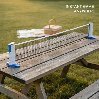 Retractable Table Tennis Net and Post Set, Clip-On Portable Ping Pong Net for Flat Surfaces, ABS Plastic - color: Gray