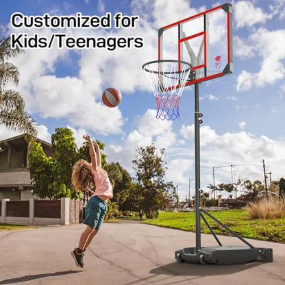 Yohood Kids Basketball Hoop Outdoor 4.82-8.53ft Adjustable, Portable Basketball Hoops & Goals for Kids/Teenagers/Youth in Backyard/Driveway/Indoor, with Enlarged Base and PC Backboard