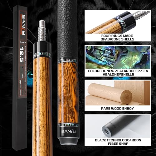 Banly Carbon Fiber Pool Cue Stick 12.5mm Time Crystal Tip, Low Deflection Pool Cue Professional Billiard Cue Sticks with Gift Box - color: 1-Dalbergia Odorifera