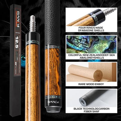 Banly Carbon Fiber Pool Cue Stick 12.5mm Time Crystal Tip, Low Deflection Pool Cue Professional Billiard Cue Sticks with Gift Box - color: 1-Linggas Wood